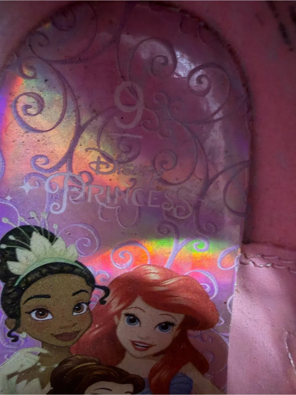 Disney Pink Glitter Princess Mary Jane Shoes with Iridescent Bow